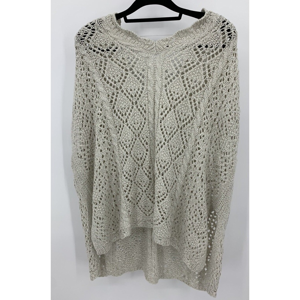 NWT Sonoma Soft Pointelle Poncho Sweater Open Weave Oversized Small Medium